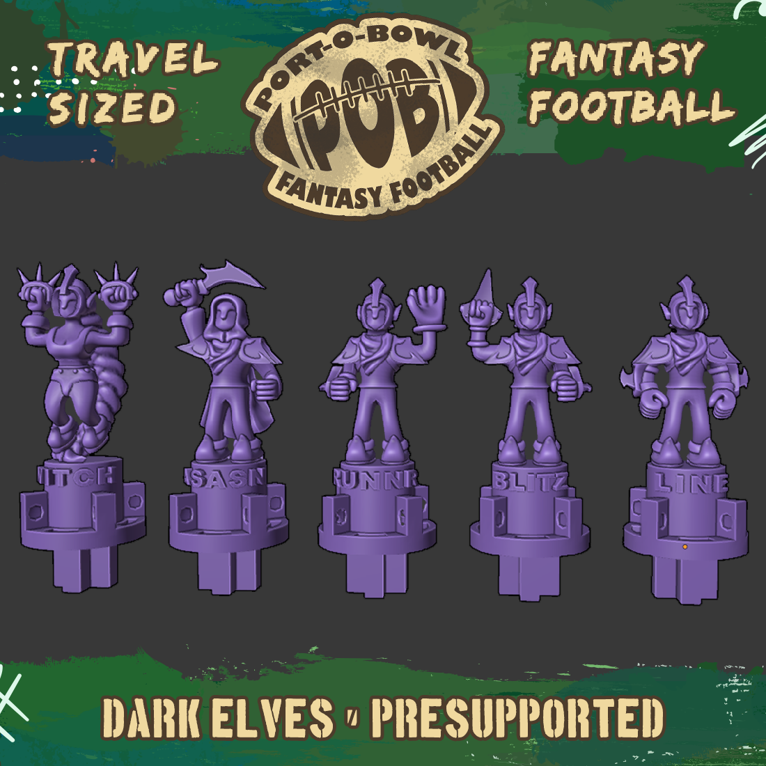 Port-O-Bowl: Travel-sized Fantasy Football Dark Elves Team